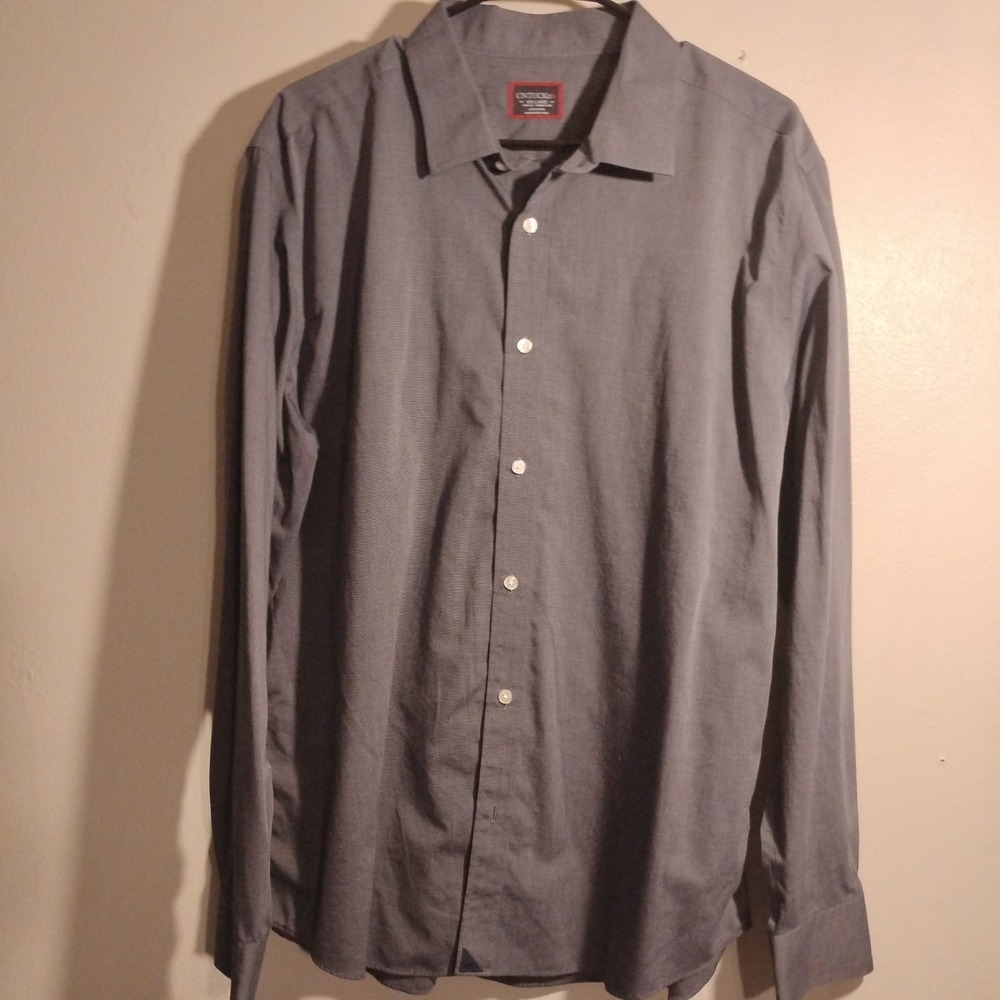 Untuckit Men's 2XL Grey. Stretch Cotton Long Sleeve Dress Shirt, #Acadamiea#
